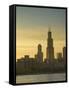 Lake Michigan and Skyline Including Sears Tower, Chicago, Illinois-Alan Copson-Framed Stretched Canvas