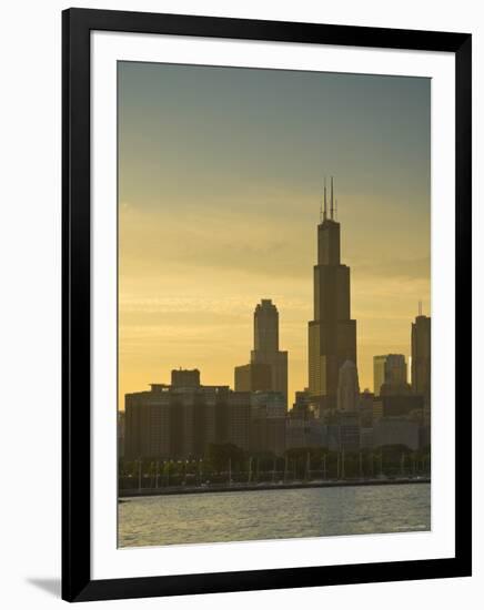 Lake Michigan and Skyline Including Sears Tower, Chicago, Illinois-Alan Copson-Framed Photographic Print