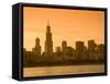 Lake Michigan and Skyline Including Sears Tower, Chicago, Illinois-Alan Copson-Framed Stretched Canvas