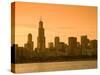 Lake Michigan and Skyline Including Sears Tower, Chicago, Illinois-Alan Copson-Stretched Canvas