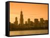 Lake Michigan and Skyline Including Sears Tower, Chicago, Illinois-Alan Copson-Framed Stretched Canvas