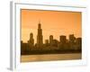 Lake Michigan and Skyline Including Sears Tower, Chicago, Illinois-Alan Copson-Framed Photographic Print