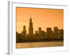 Lake Michigan and Skyline Including Sears Tower, Chicago, Illinois-Alan Copson-Framed Photographic Print