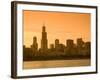 Lake Michigan and Skyline Including Sears Tower, Chicago, Illinois-Alan Copson-Framed Photographic Print