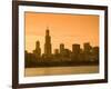 Lake Michigan and Skyline Including Sears Tower, Chicago, Illinois-Alan Copson-Framed Photographic Print