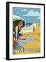 Lake Michigan - Beach Scene-Lantern Press-Framed Art Print