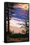 Lake Michigan - Sunset on Beach-Lantern Press-Framed Stretched Canvas