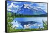 Lake Minnewanka Mount Inglismaldie, Banff National Park, Alberta, Canada-William Perry-Framed Stretched Canvas