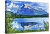 Lake Minnewanka Mount Inglismaldie, Banff National Park, Alberta, Canada-William Perry-Stretched Canvas