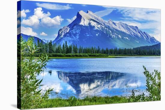 Lake Minnewanka Mount Inglismaldie, Banff National Park, Alberta, Canada-William Perry-Stretched Canvas