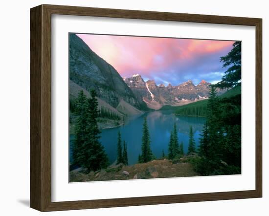 Lake Moraine at Dawn, Banff National Park, Alberta-Rob Tilley-Framed Premium Photographic Print