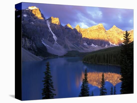 Lake Moraine at First Light, Banff National Park, Alberta, Canada-Rob Tilley-Stretched Canvas