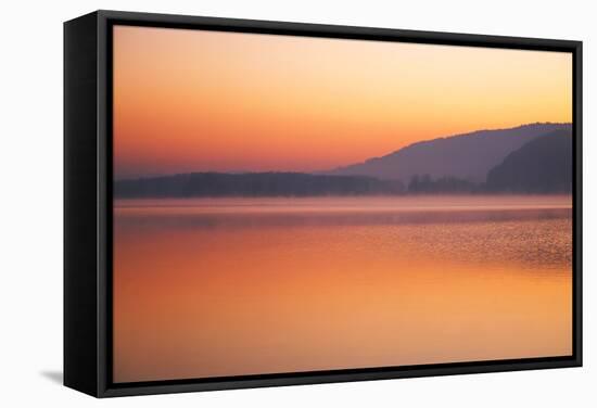 Lake, Morning Mood, Light Atmosphere-Alfons Rumberger-Framed Stretched Canvas