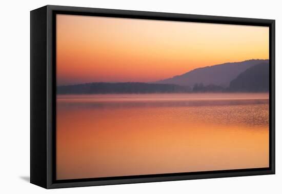 Lake, Morning Mood, Light Atmosphere-Alfons Rumberger-Framed Stretched Canvas