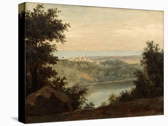 Lake Nemi, in the Background the City of Genzano, Late 18th-Early 19th Century-Pierre Henri de Valenciennes-Stretched Canvas