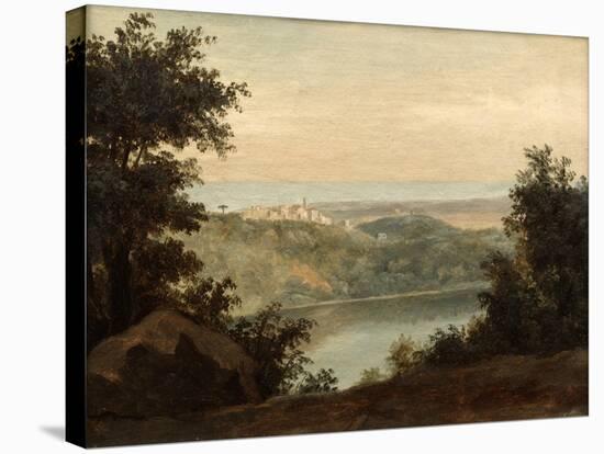 Lake Nemi, in the Background the City of Genzano, Late 18th-Early 19th Century-Pierre Henri de Valenciennes-Stretched Canvas