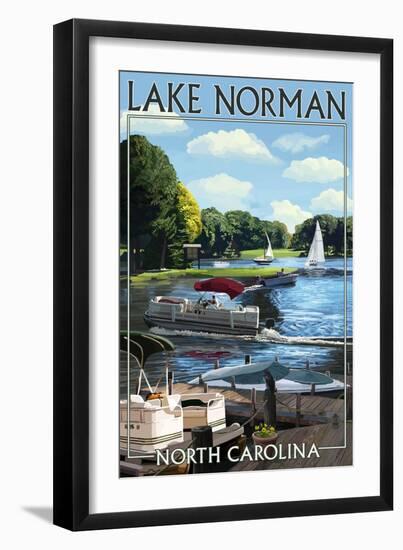 Lake Norman, North Carolina - Boating Scene-Lantern Press-Framed Art Print