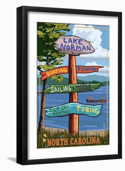 Lake Norman, North Carolina - Destination Sign-Lantern Press-Framed Art Print