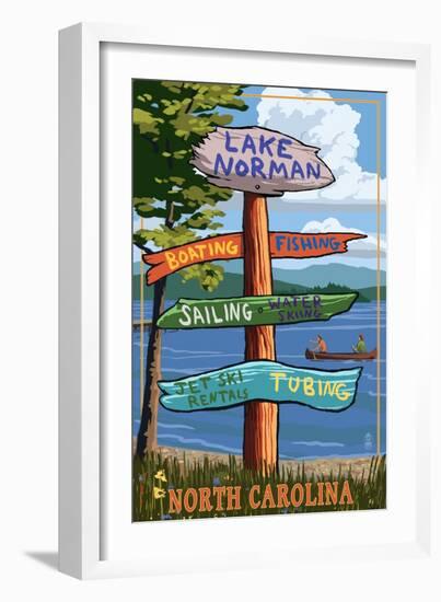 Lake Norman, North Carolina - Destination Sign-Lantern Press-Framed Art Print