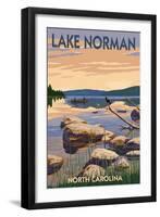 Lake Norman, North Carolina - Lake Scene and Canoe-Lantern Press-Framed Art Print