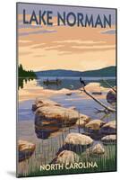 Lake Norman, North Carolina - Lake Scene and Canoe-Lantern Press-Mounted Art Print