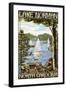 Lake Norman, North Carolina - Lake View with Sailboats-Lantern Press-Framed Art Print