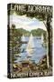 Lake Norman, North Carolina - Lake View with Sailboats-Lantern Press-Stretched Canvas