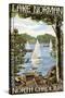 Lake Norman, North Carolina - Lake View with Sailboats-Lantern Press-Stretched Canvas