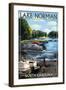 Lake Norman, North Carolina - Pontoon Boats-Lantern Press-Framed Art Print