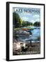 Lake Norman, North Carolina - Pontoon Boats-Lantern Press-Framed Art Print
