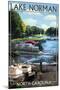 Lake Norman, North Carolina - Pontoon Boats-Lantern Press-Mounted Art Print