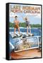 Lake Norman, North Carolina - Water Skiing-Lantern Press-Framed Stretched Canvas