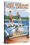 Lake Norman, North Carolina - Water Skiing-Lantern Press-Stretched Canvas