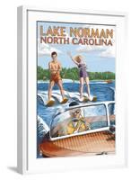 Lake Norman, North Carolina - Water Skiing-Lantern Press-Framed Art Print