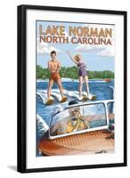 Lake Norman, North Carolina - Water Skiing-Lantern Press-Framed Art Print