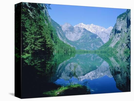 Lake 'Obersee' and ' Watzmann' mountain, Bavaria, Berchtesgarden, Germany-Herbert Kehrer-Stretched Canvas