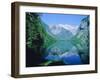 Lake 'Obersee' and ' Watzmann' mountain, Bavaria, Berchtesgarden, Germany-Herbert Kehrer-Framed Premium Photographic Print