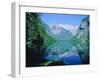 Lake 'Obersee' and ' Watzmann' mountain, Bavaria, Berchtesgarden, Germany-Herbert Kehrer-Framed Premium Photographic Print