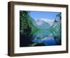 Lake 'Obersee' and ' Watzmann' mountain, Bavaria, Berchtesgarden, Germany-Herbert Kehrer-Framed Photographic Print