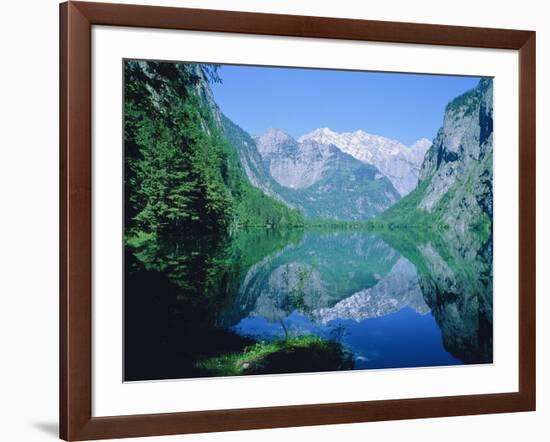 Lake 'Obersee' and ' Watzmann' mountain, Bavaria, Berchtesgarden, Germany-Herbert Kehrer-Framed Photographic Print