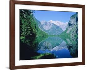 Lake 'Obersee' and ' Watzmann' mountain, Bavaria, Berchtesgarden, Germany-Herbert Kehrer-Framed Photographic Print