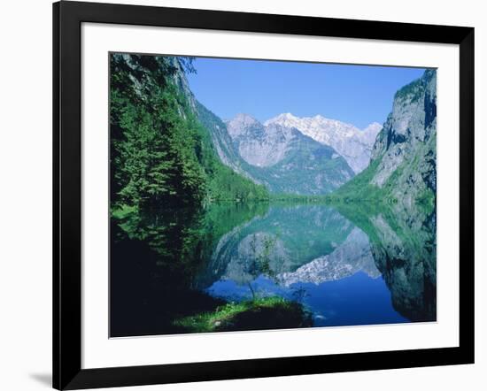 Lake 'Obersee' and ' Watzmann' mountain, Bavaria, Berchtesgarden, Germany-Herbert Kehrer-Framed Photographic Print