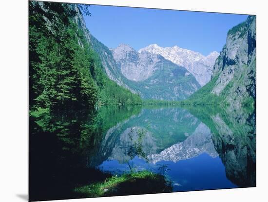 Lake 'Obersee' and ' Watzmann' mountain, Bavaria, Berchtesgarden, Germany-Herbert Kehrer-Mounted Photographic Print