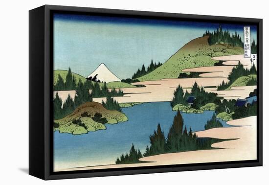 Lake of Hakone in Sagami Province-Katsushika Hokusai-Framed Stretched Canvas