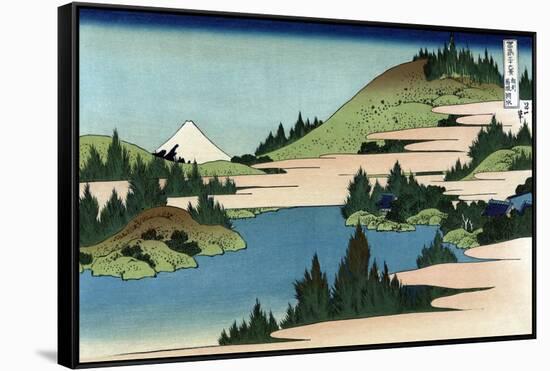 Lake of Hakone in Sagami Province-Katsushika Hokusai-Framed Stretched Canvas