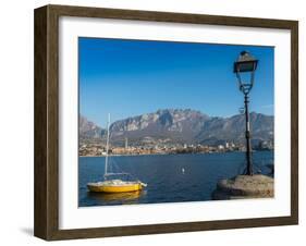 Lake of Lecco, a branch of Lake Como in the southern Alps with the city of Lecco in the background,-Alexandre Rotenberg-Framed Photographic Print