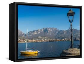 Lake of Lecco, a branch of Lake Como in the southern Alps with the city of Lecco in the background,-Alexandre Rotenberg-Framed Stretched Canvas