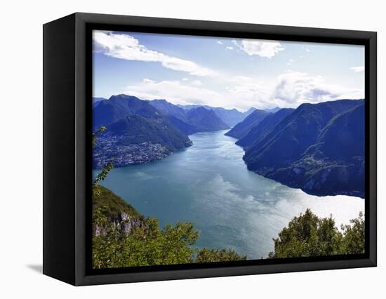 Lake of Lugano, Lugano, Canton Tessin, Switzerland, Europe-Angelo Cavalli-Framed Stretched Canvas