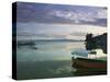 Lake Ohrid Harbor and Water Taxi, Macedonia-Walter Bibikow-Stretched Canvas