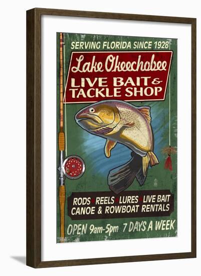 Lake Okeechobee, Florida - Tackle Shop-Lantern Press-Framed Art Print